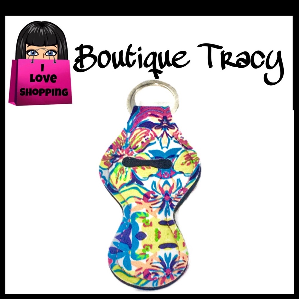 New Floral Kaleidoscope Chapstick Holder Keychain
